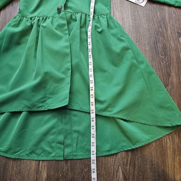 NWT She Reigns Womens Rain Coat Sz S Green Water Repellant Hi Low USA - Picture 12 of 16